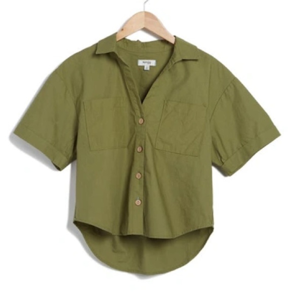 Women’s Cropped button up Poplin shirt